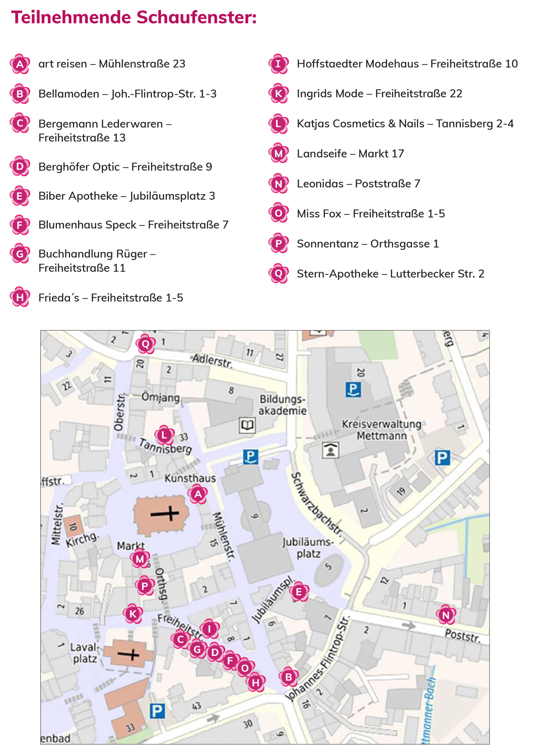 Stadtplan Schaufenster-Wettbewerb Mettmann