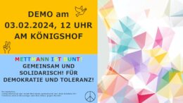Plakat zur Demo für Demokratie und Toleranz