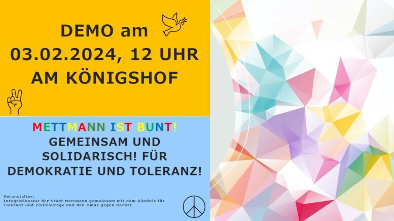 Plakat zur Demo für Demokratie und Toleranz