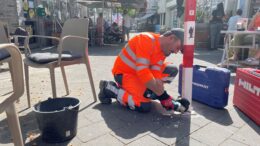 Neuer Poller in der Fußgängerzone