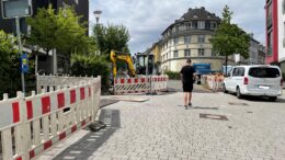 Freiheitstraße: Einbau eines hydraulischen Pollers